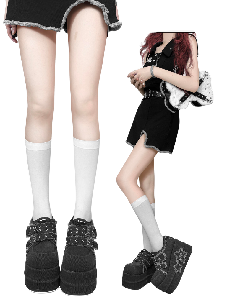 Denim Subculture Hot Girl Chaussures Plateforme Star