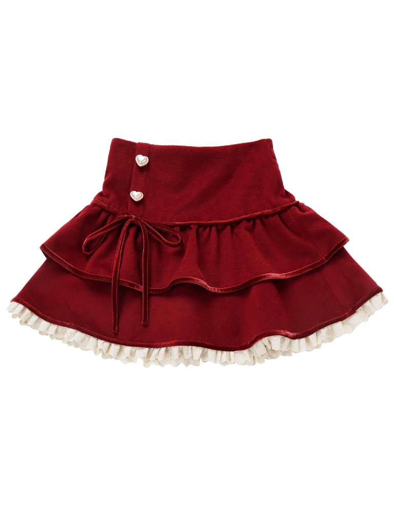 Veste courte à volants en ruban, support de chant, couleur foncée, motif chemise, jupe, costume