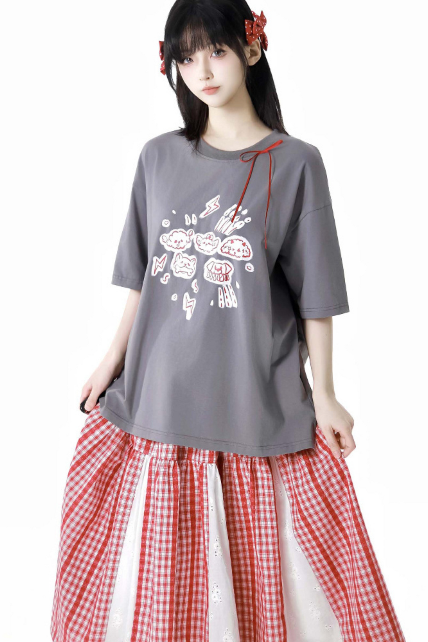 Skirt + Graffiti T-shirt Big Check Swing