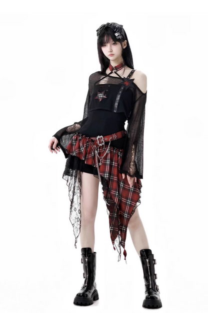 Chic Shoulder Rock Short One Dress + Shorts Top Check