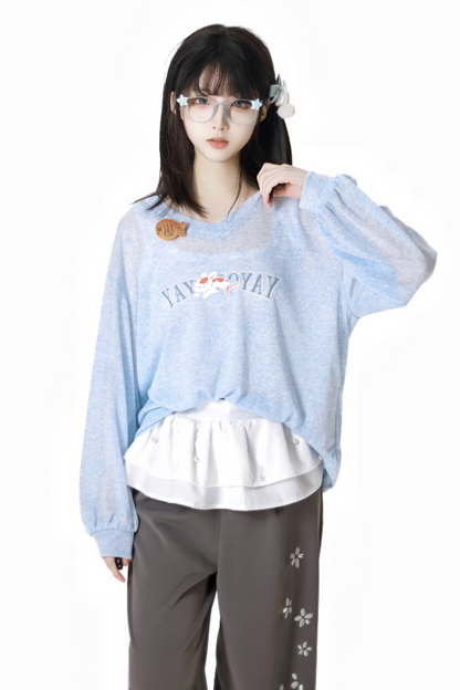 wide pants Loose light top +