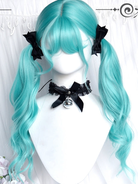With Wavy Bangs Green Long Wigs Air 62cm