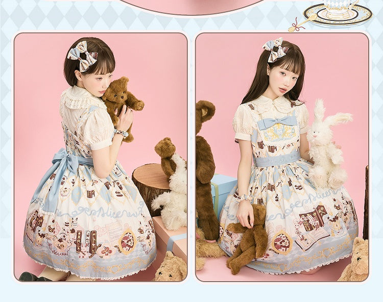 Robe Lolita taille haute à imprimé lapin Alice au pays des merveilles