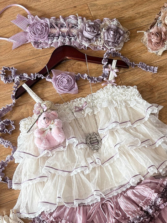 Purple Coffee / Flower Self-tie Choker