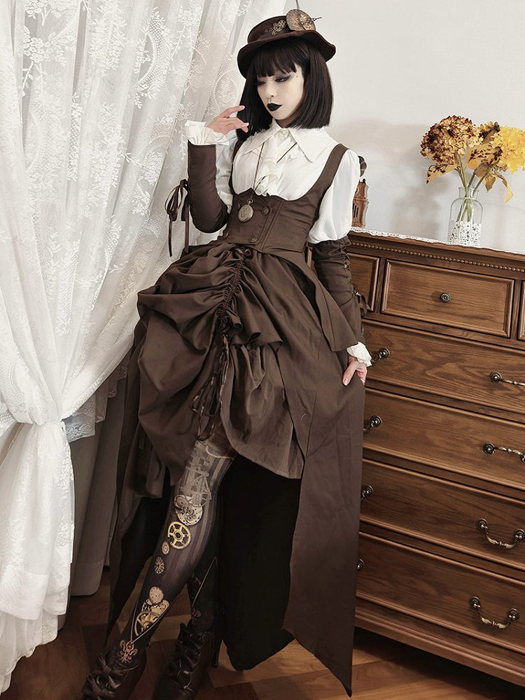 Gilet gothique marron Steampunk Lolita sous la poitrine