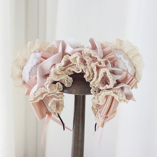 Bear Design Ruffles Lace Details and Lolita KC Embellished Ear Pink with