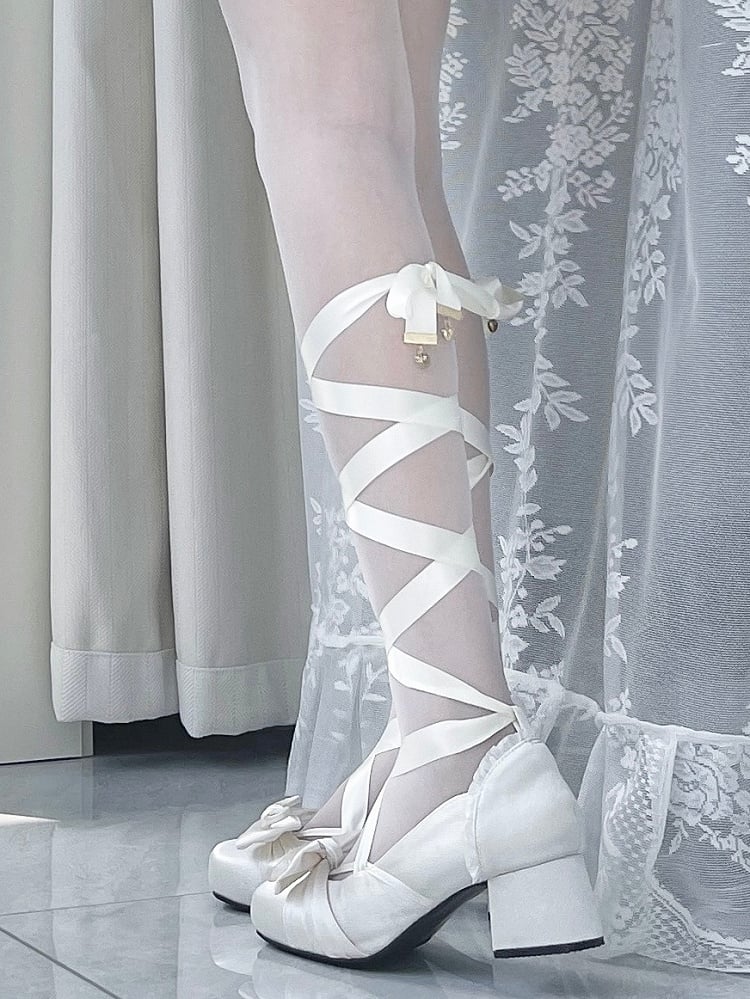 Buckle With Dual Mary White Straps Bow Creamy Ankle Elegant at Detachable Top Janes