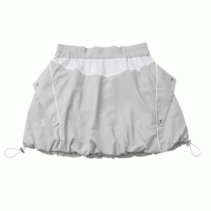 Gray Drawstring Hem Techwear Bubble Skirt