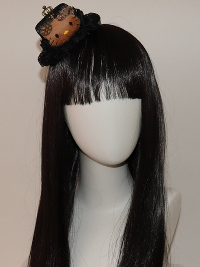 Crown Hat Mini Black Kitty Decorated