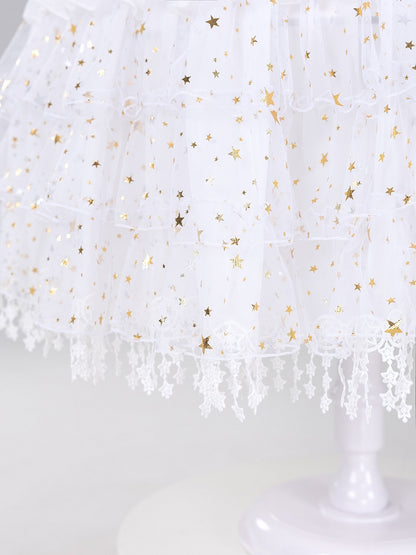Length Fish-bone Glittering Stars Gorgeous White/Beige/Black Adjustable Petticoat