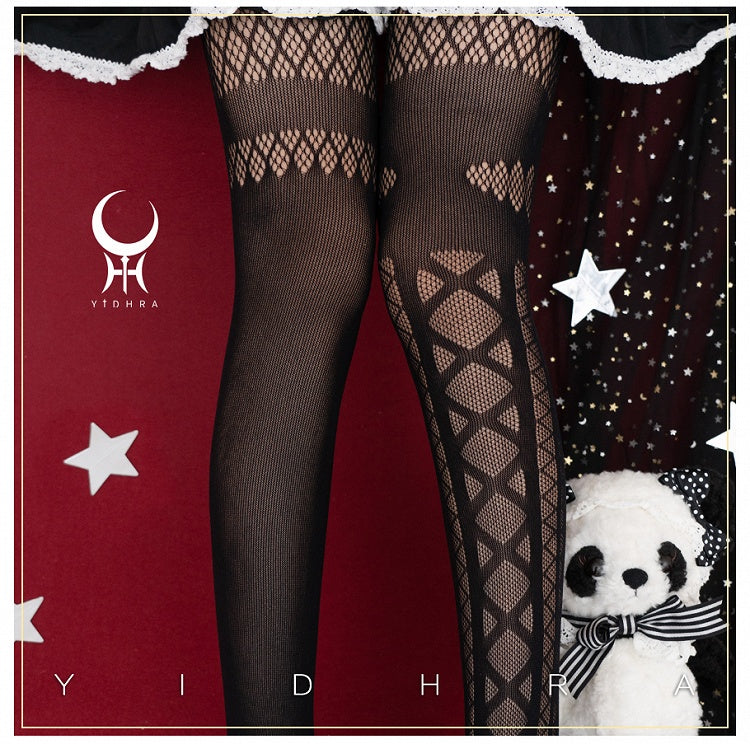 Black Asymmetrical Design Gothic Lolita Tights