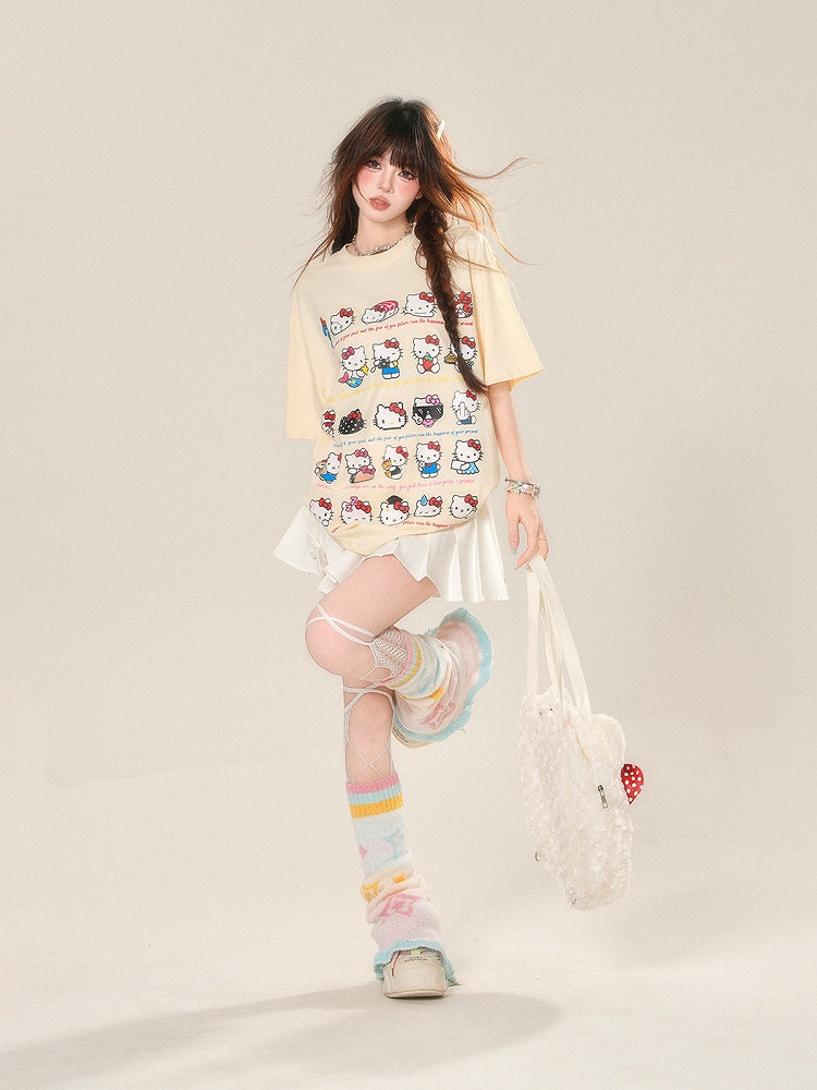 Skirt with Accents Charm JK Uniform White High Free Waist Bowknot