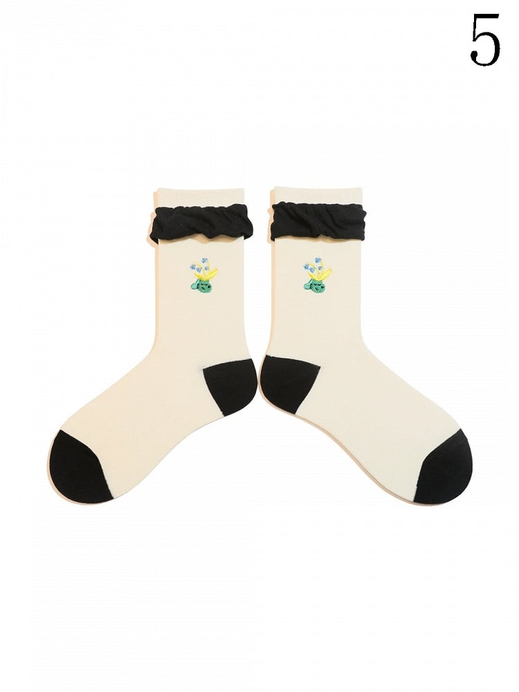 Options Cartoon Socks Ruffled Lolita Cuffs Calf Colorful 9