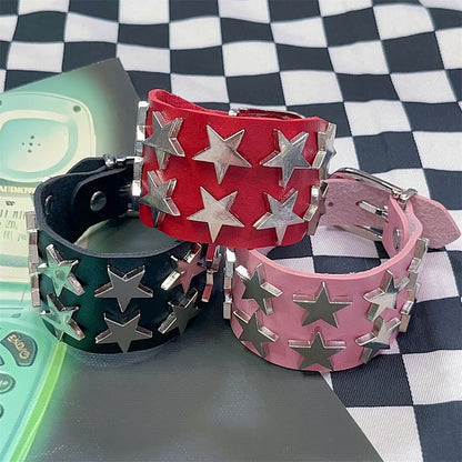 Details Rock Star Black/Red/Pink Bracelet Punk