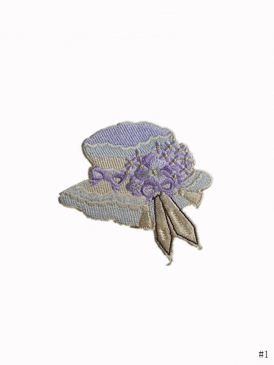 / Purple Hat Umbrella Brooch Embroidery Flower