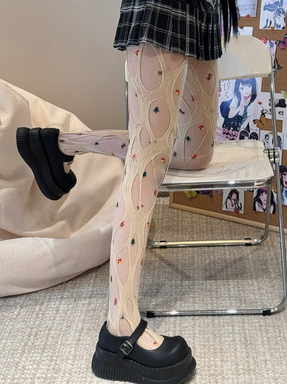 Y2K Tights Details Asymmetrical White/Beige/Black/Brown Design Cut-out