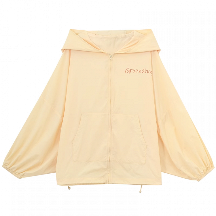 Jacket Sun Protection Drawstring Yellow Marmot Ear Design Hood Hem