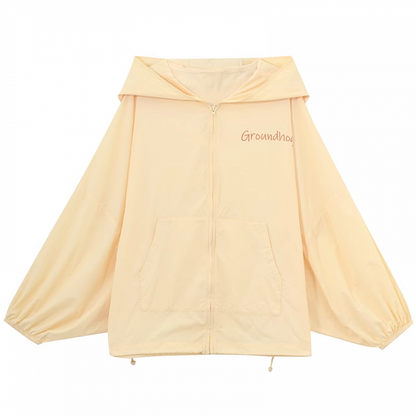 Jacket Sun Protection Drawstring Yellow Marmot Ear Design Hood Hem