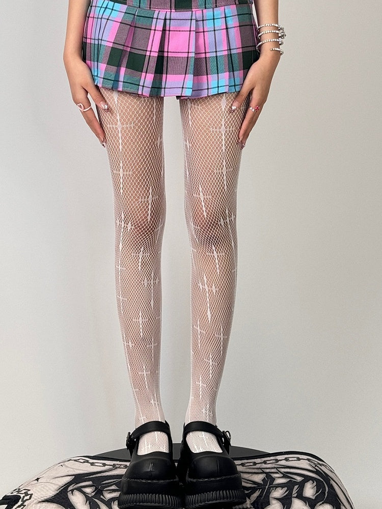 Cross Black/White Gothic Tights Pattern