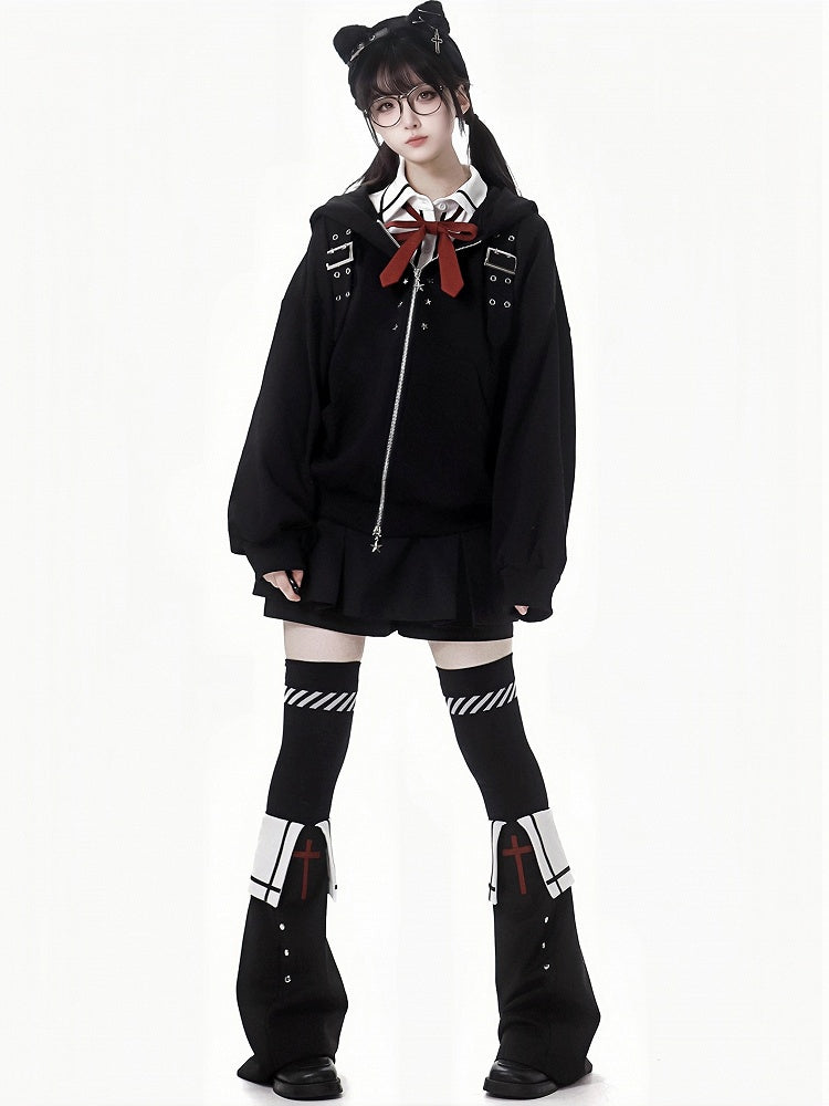 A Belt Black Mini Lined Skirt With