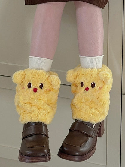 Yellow Cute Bear Plush Leg Warmers