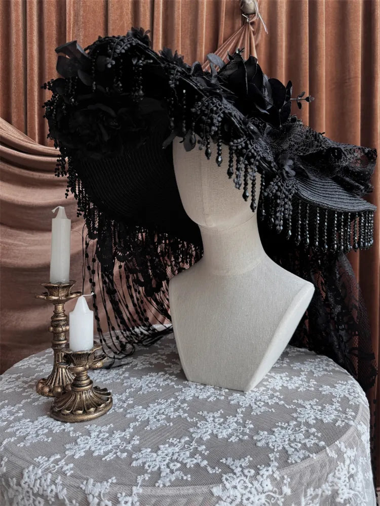 Magnifique chapeau gothique lolita noir foncé