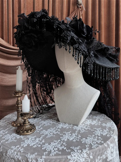 Magnifique chapeau gothique lolita noir foncé