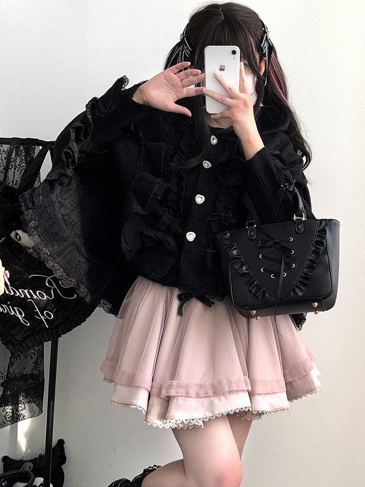 Jirai Kei Pink Self-tie Strap High Waist Tulle Skirt