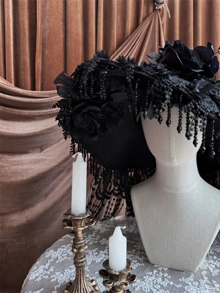 Magnifique chapeau gothique lolita noir foncé
