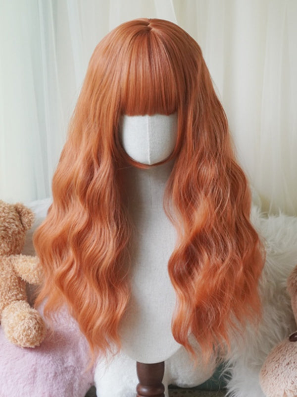 Red/Pink/Green/Purple/Dusty Blue/Orange Long Wavy Wig With Full Bangs