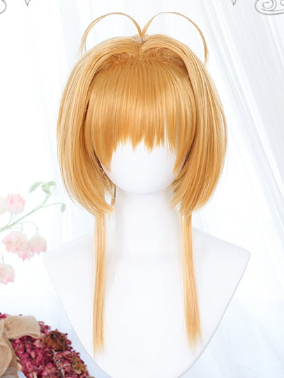 Short Wigs Straight With 40-45cm Yellow/Brown Bangs