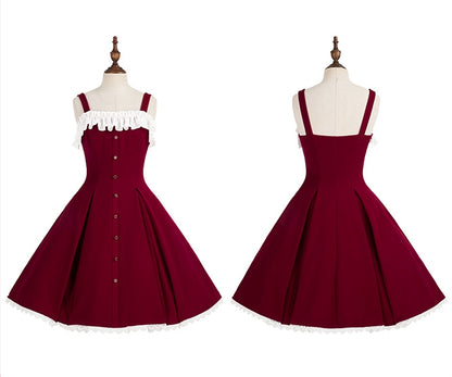 Dress Fit Lolita Slim Fashion Waist Red Elegant