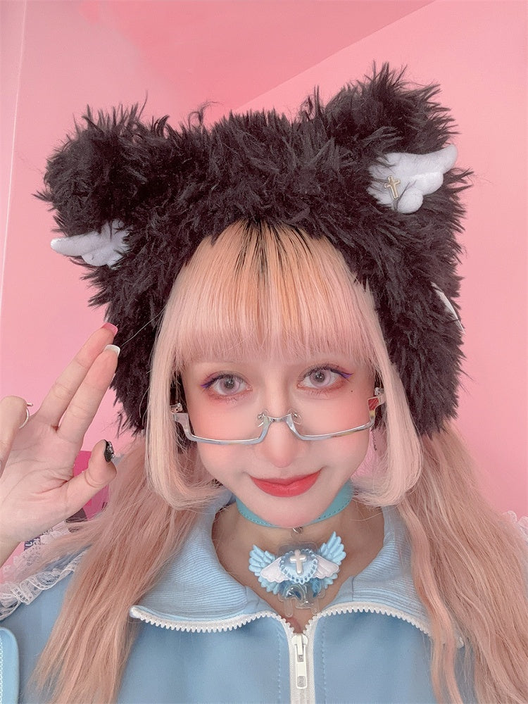 Black/White Bear Ears Design Jirai Kei  Hairband