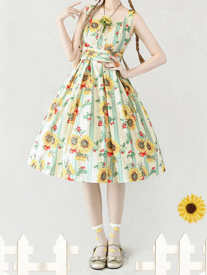 Yellow Sunflowers Elegant Classic Lolita Dress