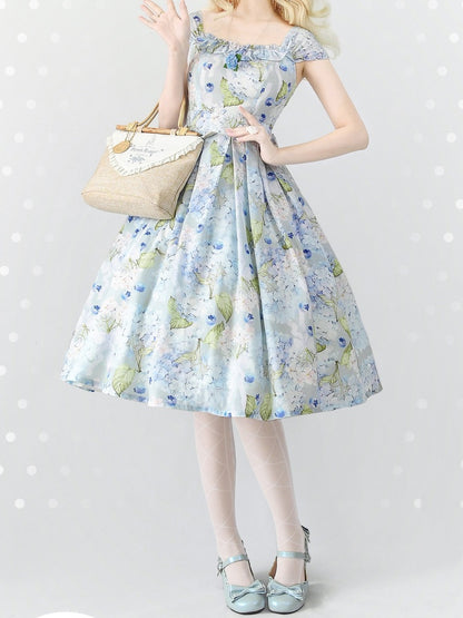 Blueberry and Floral Blue Jumper Skirt Dress