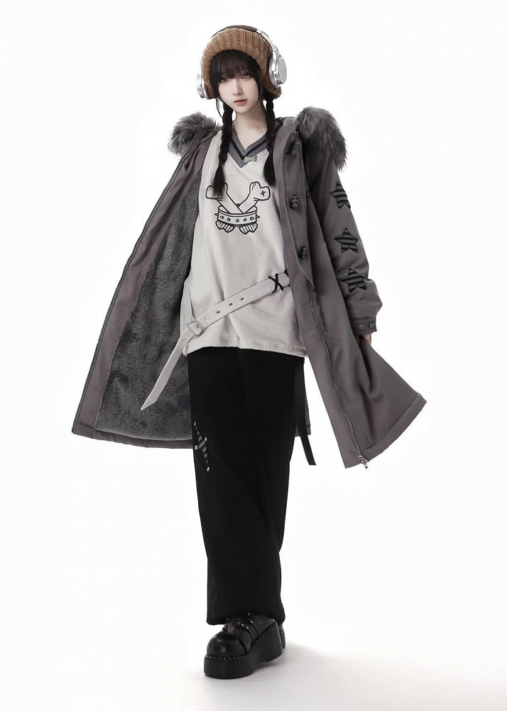 Black Star Applique Buckle Strap Pants