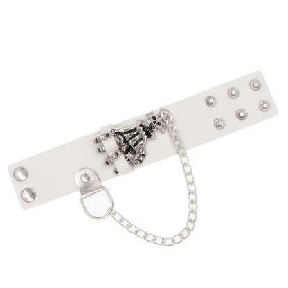 Skeleton Design Punk Bracelet with Chain