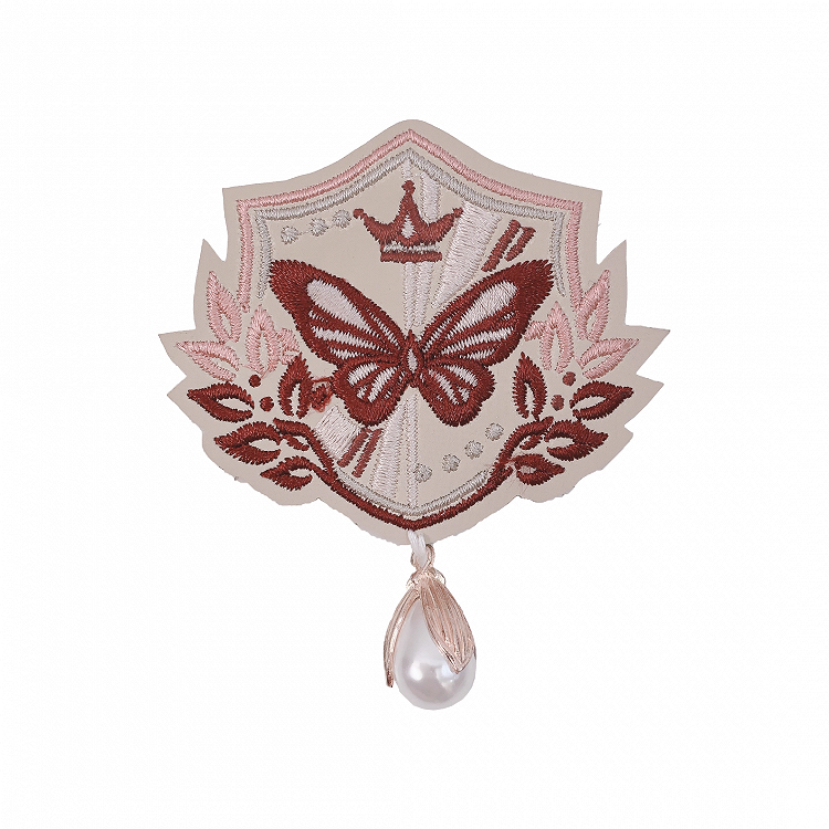 Red Butterfly Embroidery Badge