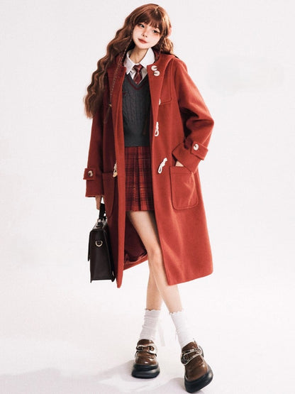 with Side Skirt Short Red Box Zipper Plaid Pleat