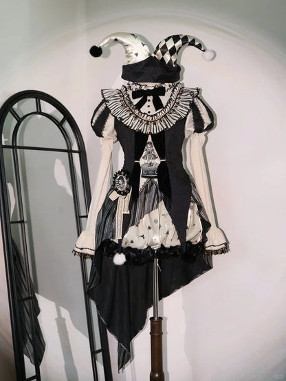 Full Lolita Circus Sleeves Black Set- Vibes Sweet and Puff White