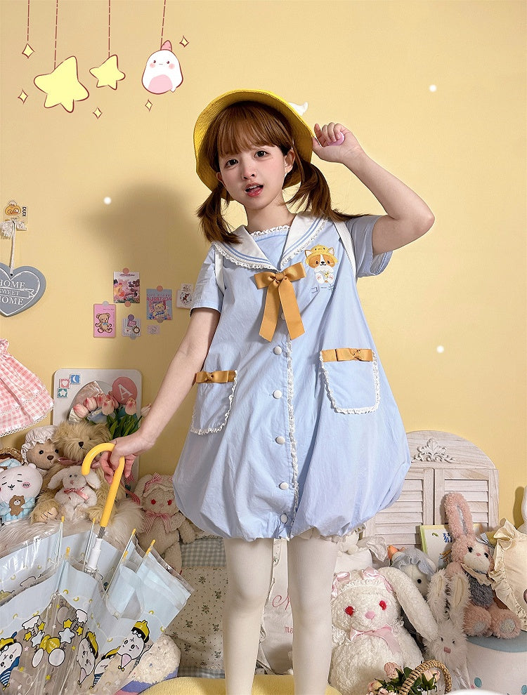 Robe jupe bulle bleu clair à col marin Corgi
