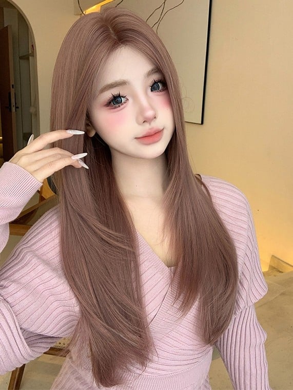 Length 63CM Pink Straight Wig