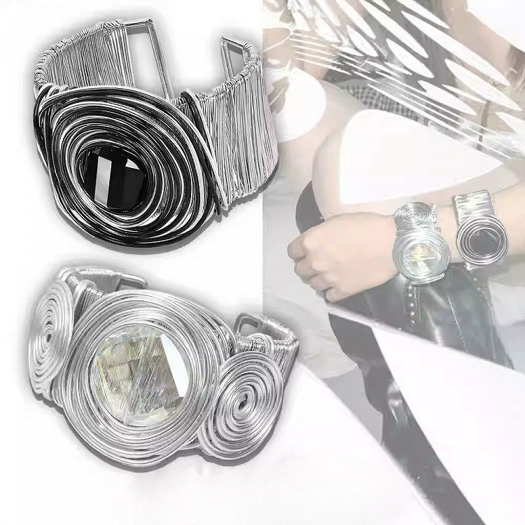 Y2K Manschette Bittersüß Schwarz/Silber