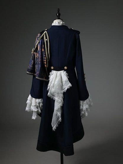 Dark Knight Top Long + Fashion Outfit Ouji - Sleeves Lolita White
