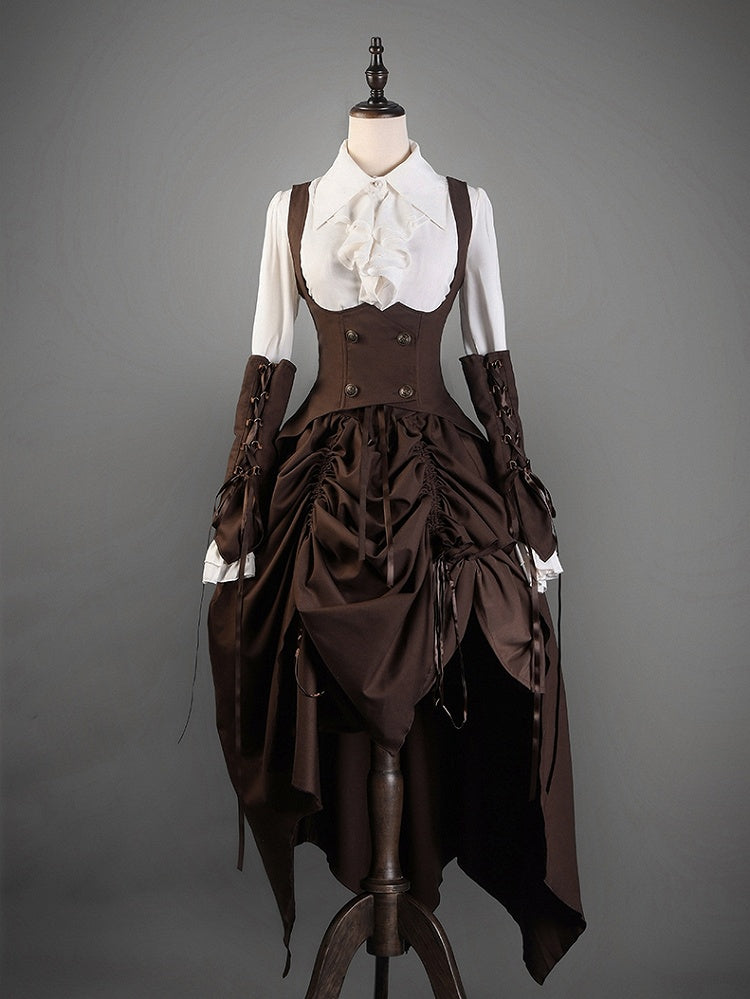 Gilet gothique marron Steampunk Lolita sous la poitrine