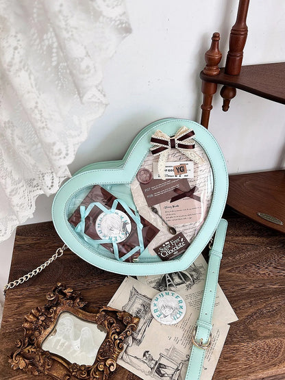 PU with Heart-shaped Bowknot Ita Bag Green