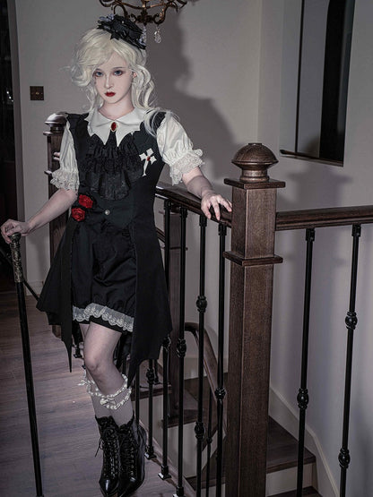 Besatz Lolita Schwarze Shorts Spitze Ouji Fashion Manschetten Weiß