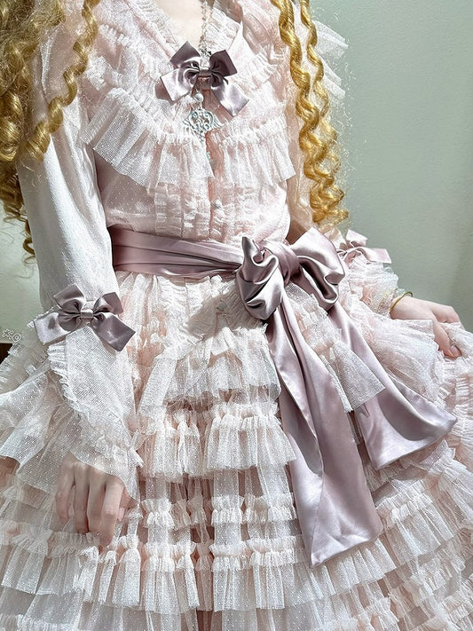 Green Belt Lolita Pink/Yellow/Gray/Dark Waist Satin