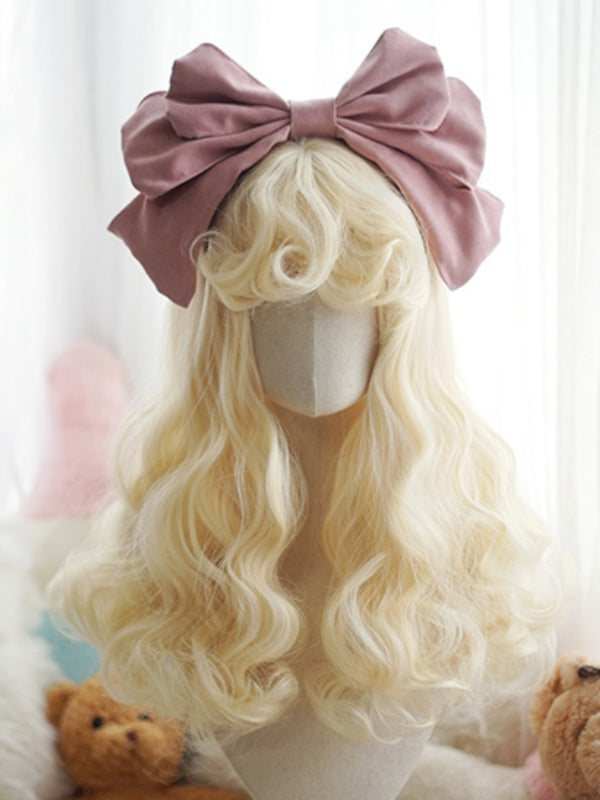 Blonde/White/Brown/Pink/Light Blonde Long Wavy Wig With Curly Bangs
