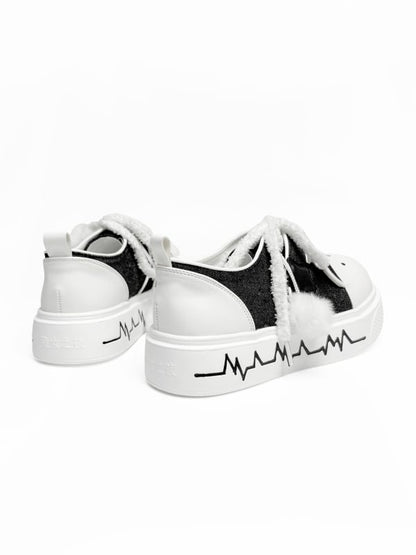 with Shoes Canvas Kitty Platform Strap Dual System Black Themed